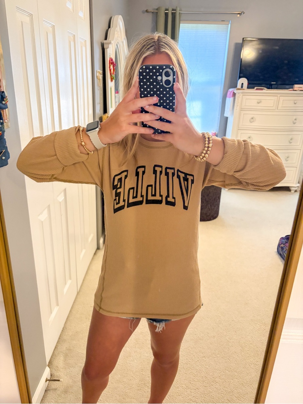 League Tan 'VILLE' Waffle-Knit Pullover Sweatshirt